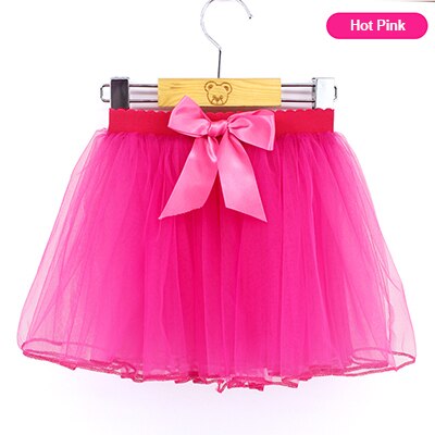 Girls ballet dance skirt black short skirt performance dance skirt bow elastic waist: Hot Pink / S 100 to140cm