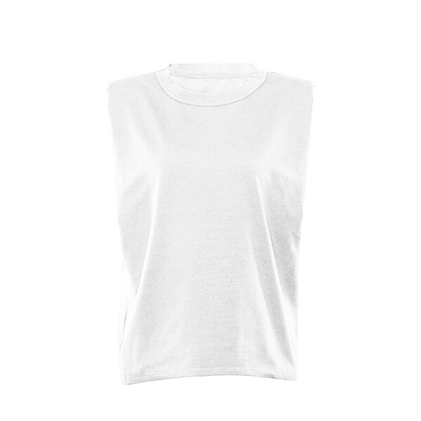 Señoras Casual suelta camisetas sin mangas cuello redondo algodón chaleco