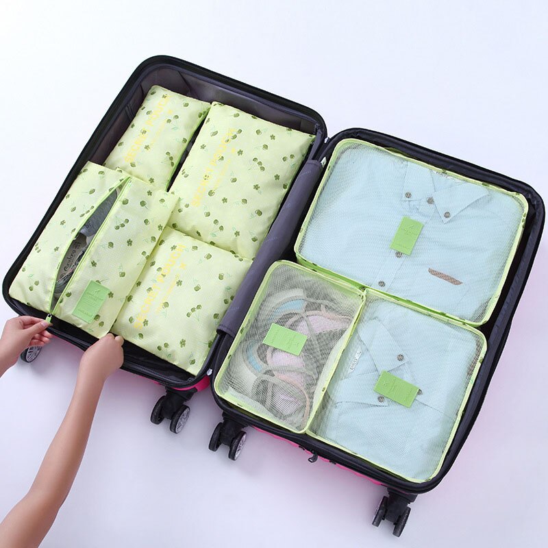 7pcs/set Luggage Organizer Bag Large Waterproof Polyester Packing Cubes Organiser For Clothing Storage Bags Travel Accessories