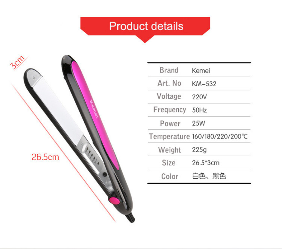 Plancha alisadora de pelo, herramientas de estilismo, Rizador iónico plano, KM-532