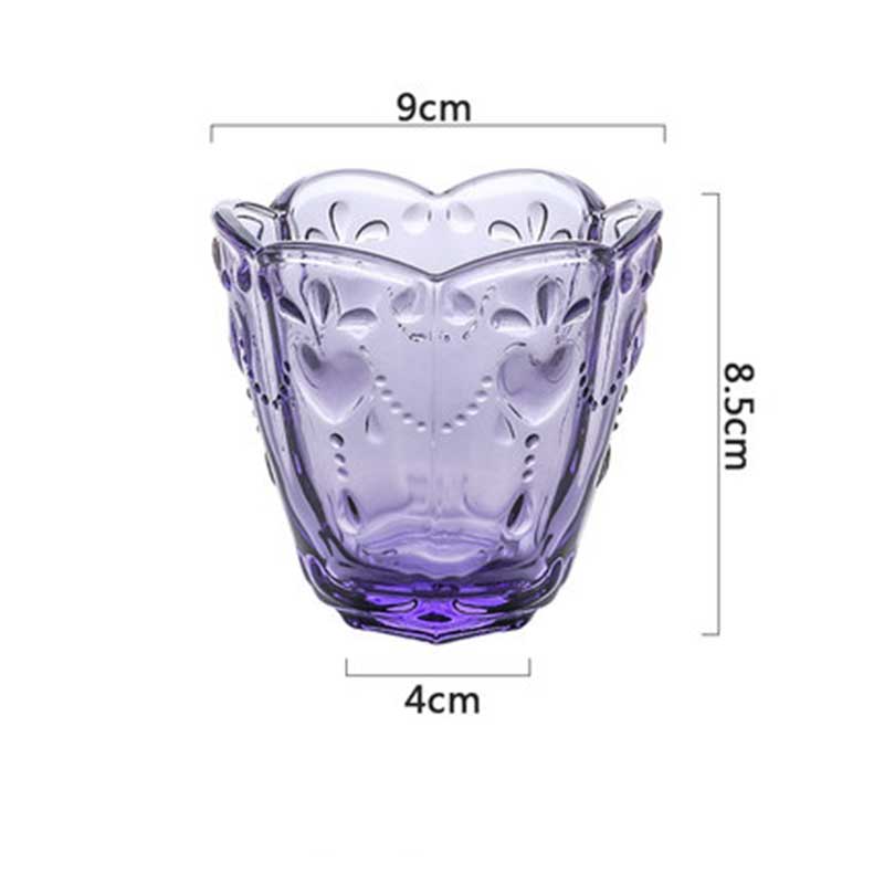 1 st kristallmuggar präglade glas retro vin juice mjölk dricksglas kök kontor fest kaffemugg drinkware 200ml: Lila