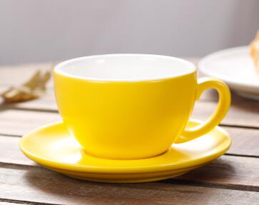 150ml dicken körper keramik kaffee tasse und untertasse für flache weiß: matt Gelb