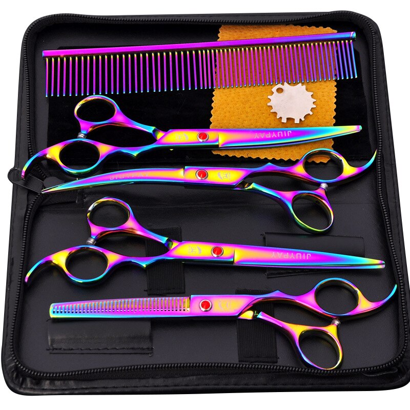 5Pcs Rvs Honden Grooming Schaar Kat Haar Dunner Shear Scherpe Rand Schaar Voor Honden Dier Kapper Snijden tool: multicolor