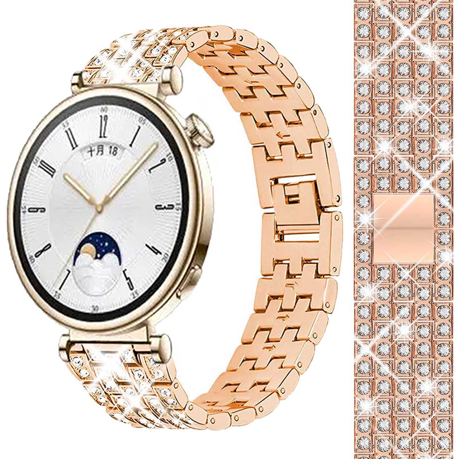 Diamanten band voor Huawei Watch GT 4 41 mm riem voor Mibro T1/GS band Garmin Venu 3S/2S Vivoactive 4S armband 18 mm metalen band