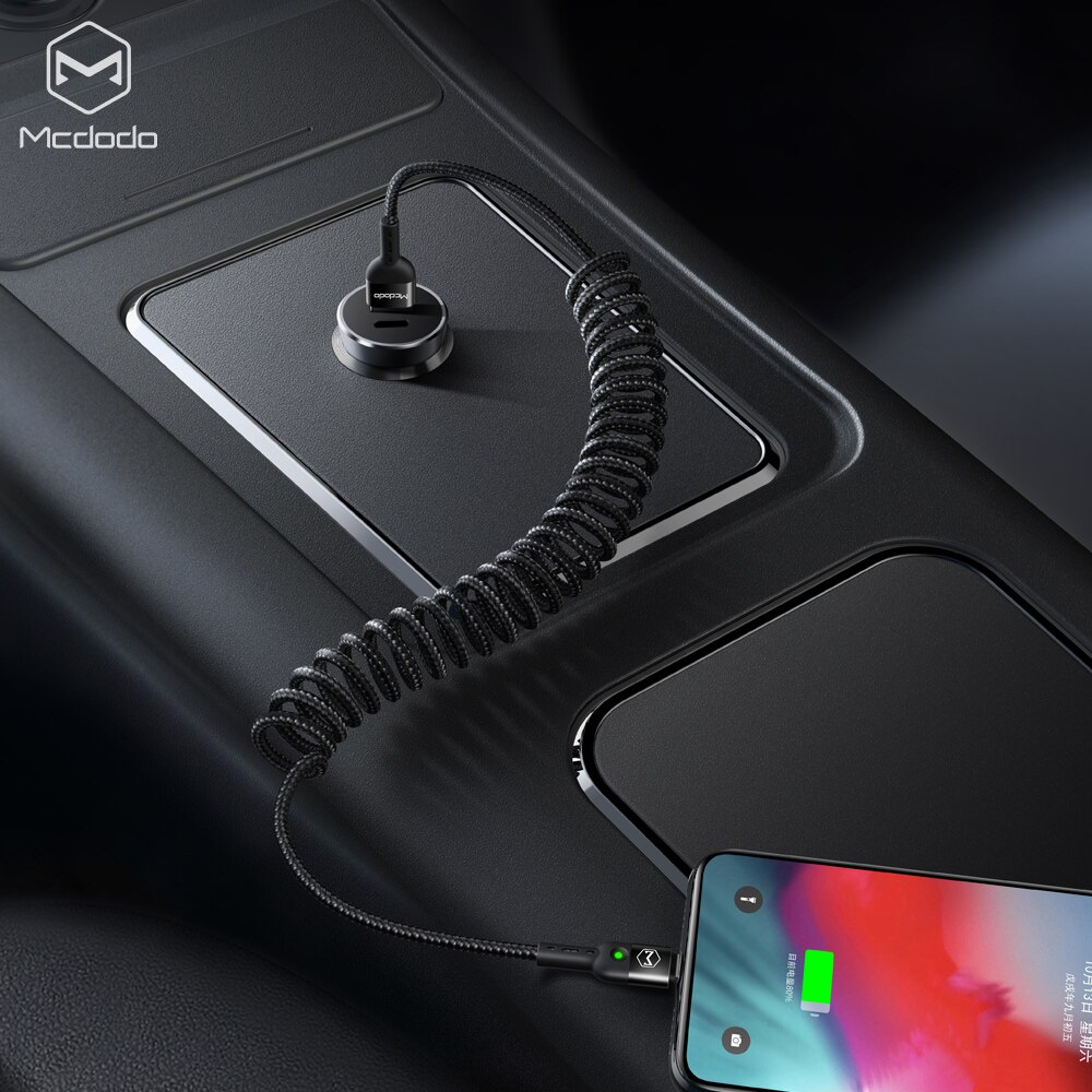 MCDODO usb for Iphone cases spring charging line, Type-C 3A power supply, support QC4.0 quick charging, easy to use in the car