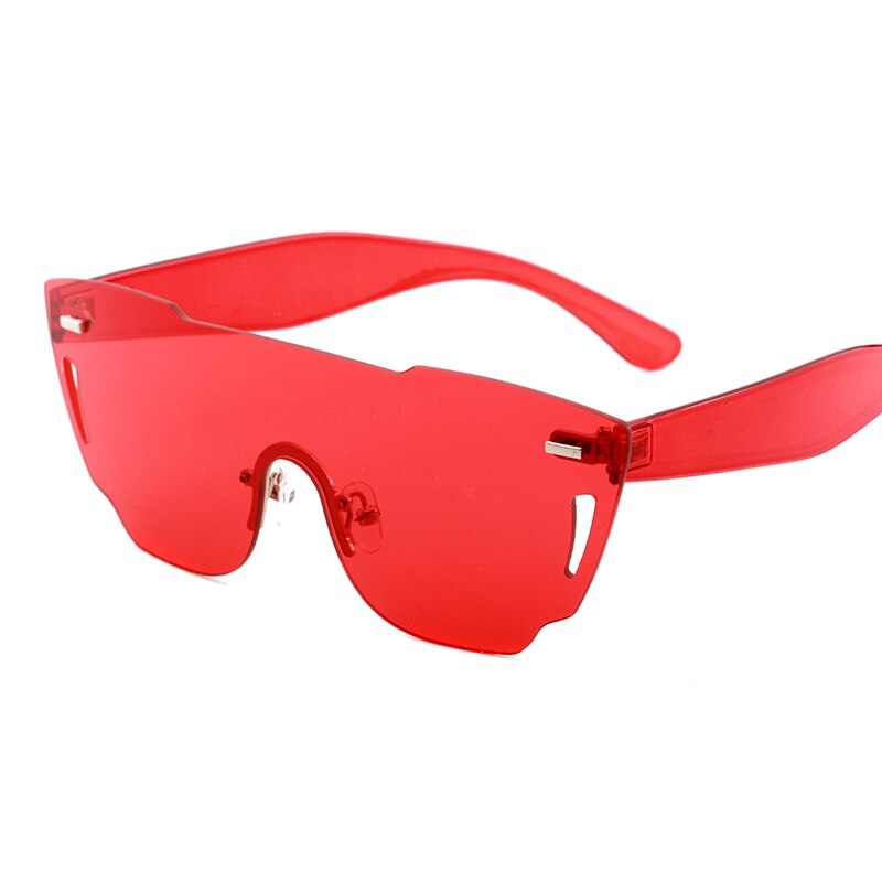 Oversized Randloze Zonnebril Vrouwen groen wit roze geel grote frameloze dames zonnebril retro festival bril: c1