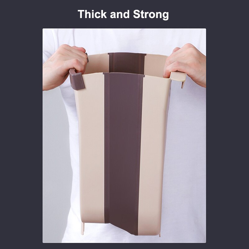 Wall Mounted Folding Waste Bin Kitchen Cabinet Door Hanging Trash Bin Garbage Car Trash Can Wall Mounted Foldable Cleaning