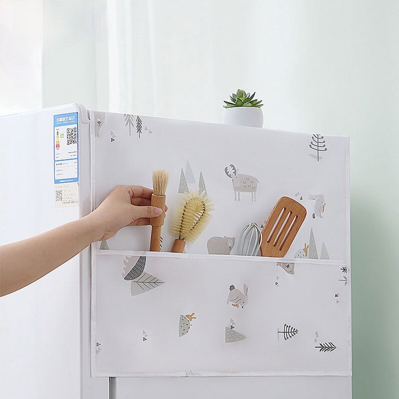 Home Refrigerator Anti-dust Cover Waterproof Refrigerator Cover Multifunction Hanging Storage Bag for Washing Machine Top Covers