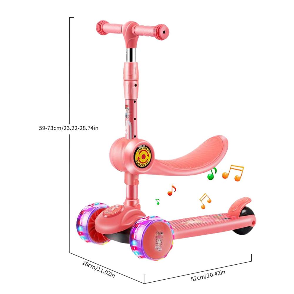 freundlicher 3 Rad Tretroller Einstellbar Höer Gleichgewicht Koordination Ausbildung Auto Mit Faltbare Sitz LED Rotierenden Blinkende Räder