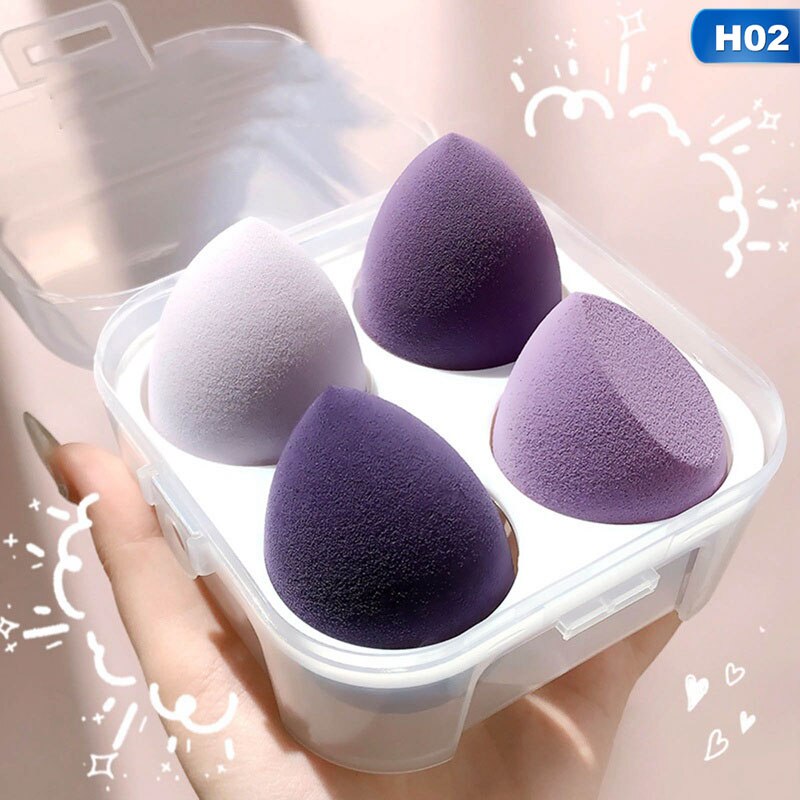 4PCS Makeup Beauty Puff Sponge Set Foundation Powder Blush Blender Makeup Accessories Tools Cosmetic Blending Sponge Beauty Egg: H02