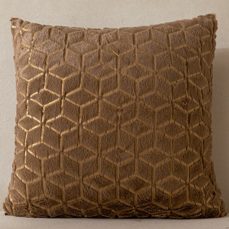 Funda de cojín de felpa, cubierta de almohada de Color sólido, productos textiles para el hogar, cómodos y geométricos, respetuosos con la piel: khaki