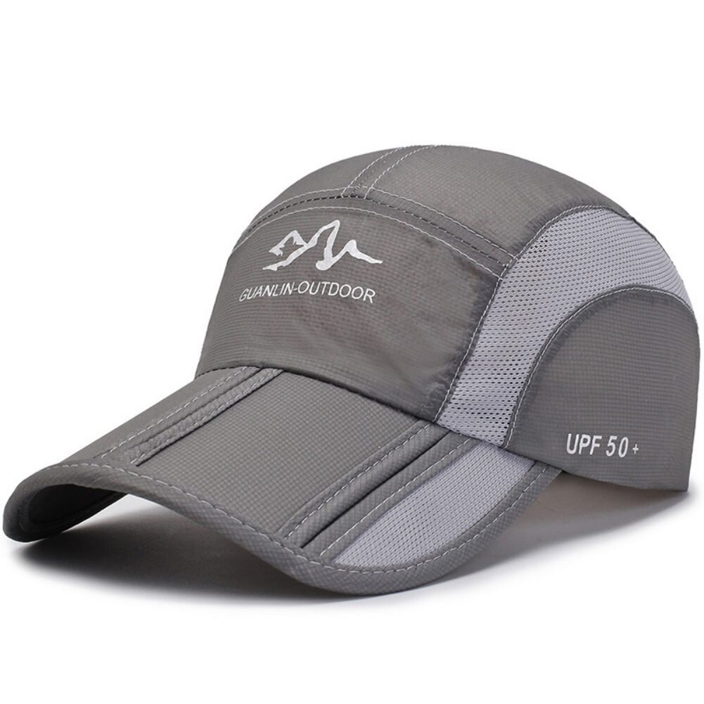 Zomer Baseball Cap Mannen Vrouwen Zonnehoed Uv Bescherming Sneldrogend Ademend Snapback Verstelbare Vouwen Wandelen Caps: GRAY