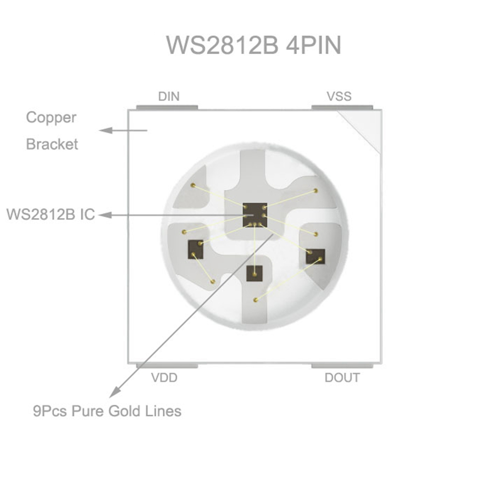Puce LED RGB WS2812 1000, 10 à 5050 pièces, adressable individuellement, puces intelligentes Pixels, noir/blanc, PCB, DC5V