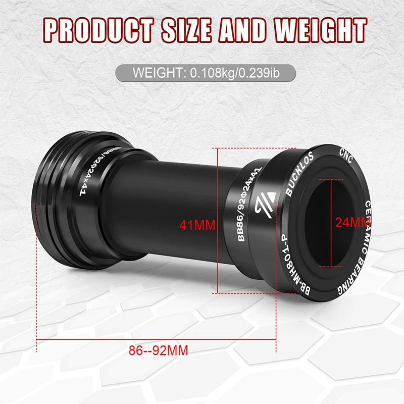 BUCKLOS Bike Pressfit Bottom Bracket BB86/92 Road Mountain Bike Bottom Bracket Sealed Bearing 24mm Ultralight Bicycle BB Parts
