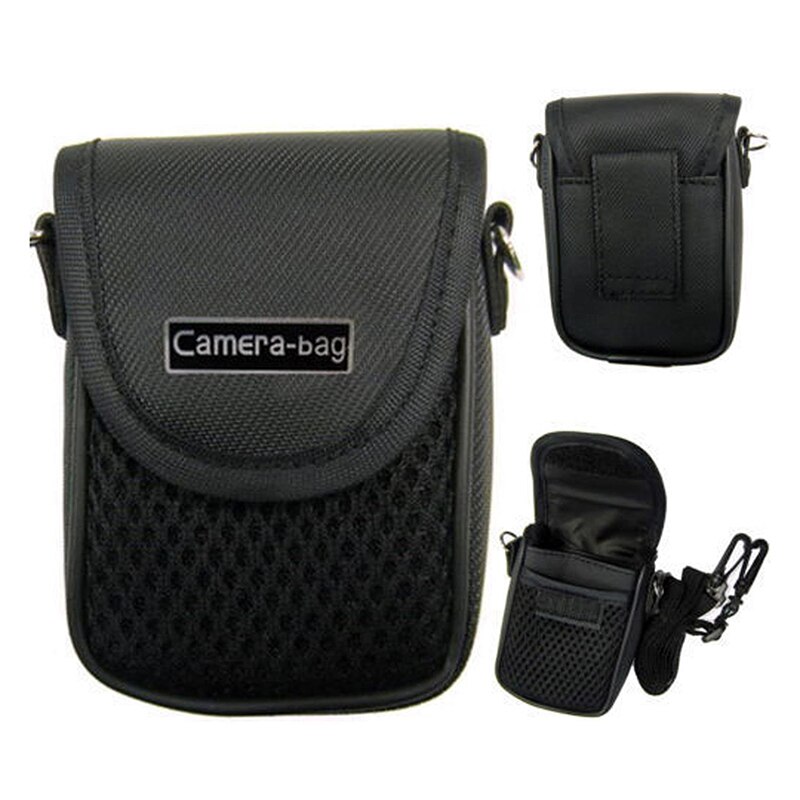 Universal Soft Camera Bag Case Compact Pouch + Strap Zwart Voor Digitale Camera 3 Size