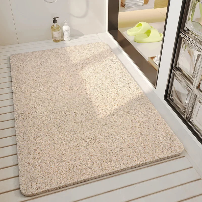 Alfombra antideslizante para baño, ducha, baño, alfombrilla para pies, anillo de alambre, alfombrilla para suelo de inodoro, estera impermeable para el hogar: 1 m² / Blanco