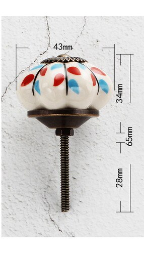 Handgeschilderde Keramische Lade Handvat Handgemaakte Kunst Enkele Gat Geschilderd Handvat Kast Kledingkast Deurklink Enkel Gat: E