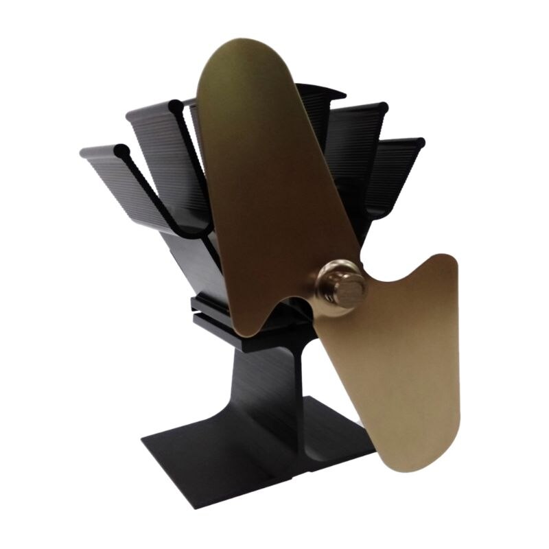 2 Blades Heat Powered Stove Fireplace Fan Fuel Saving Silent Ecofan for Wood Log Burner Heater HX6C: BZ