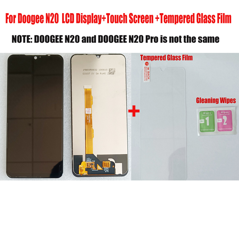 For Original Doogee N20 LCD Display+Touch Screen Digitizer Assembly 6.3 inch 19:9 FHD For Doogee N20 Pro Y9 Plus Android 9.0: N20 Add Glass Film