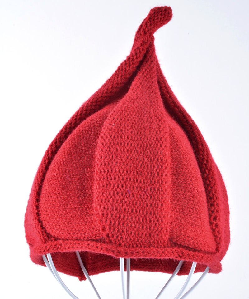 Mooie katoenen baby hoed winter gebreide wol zachte halloween pompoen caps jongens mutsen kinderen steeple cap Meisjes kerst hoeden: Crimson