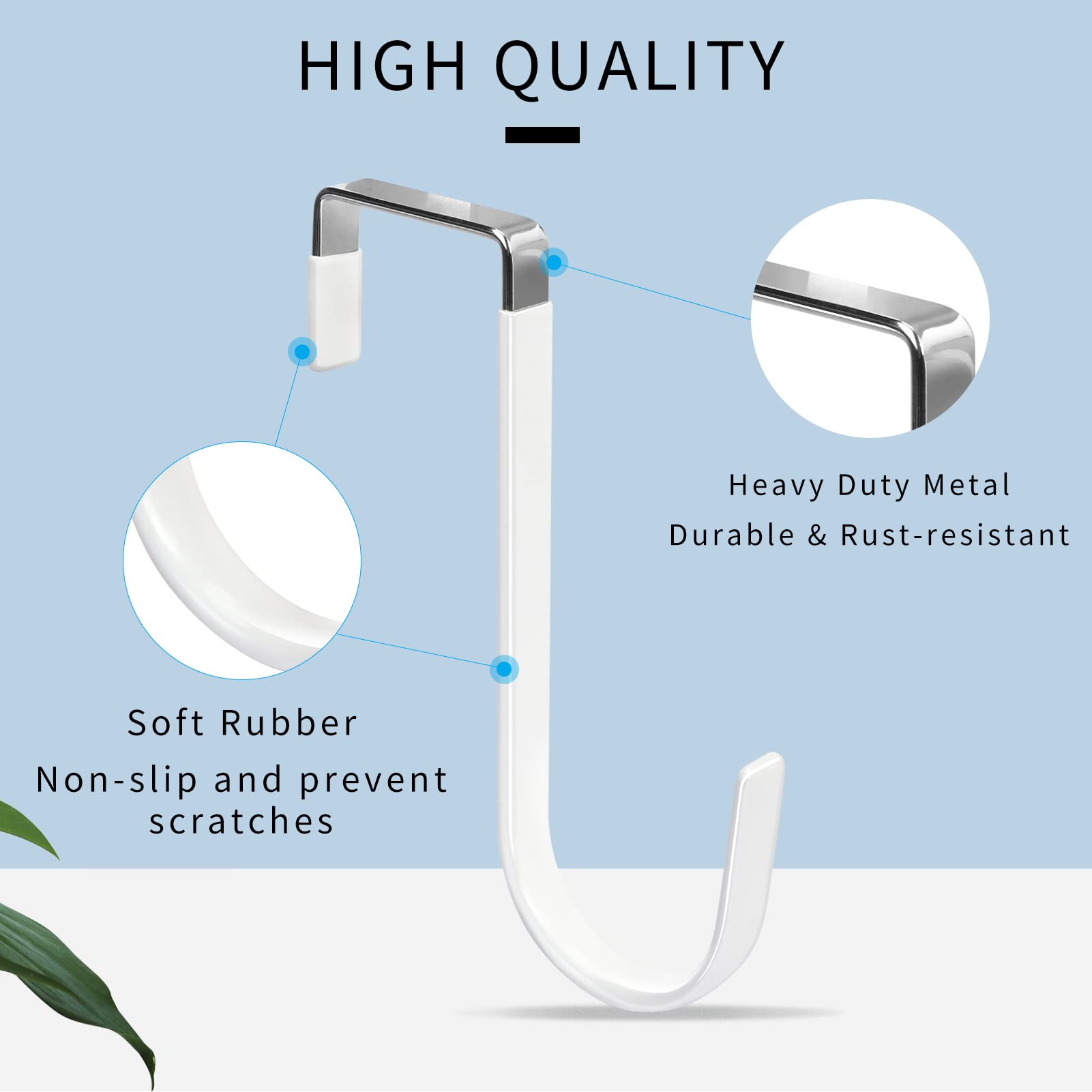 Deurhangers Haken met rubberen organizerhaken voor woonkamer, badkamer, slaapkamer, keuken Hangende kleding, handdoeken, hoeden, jassen