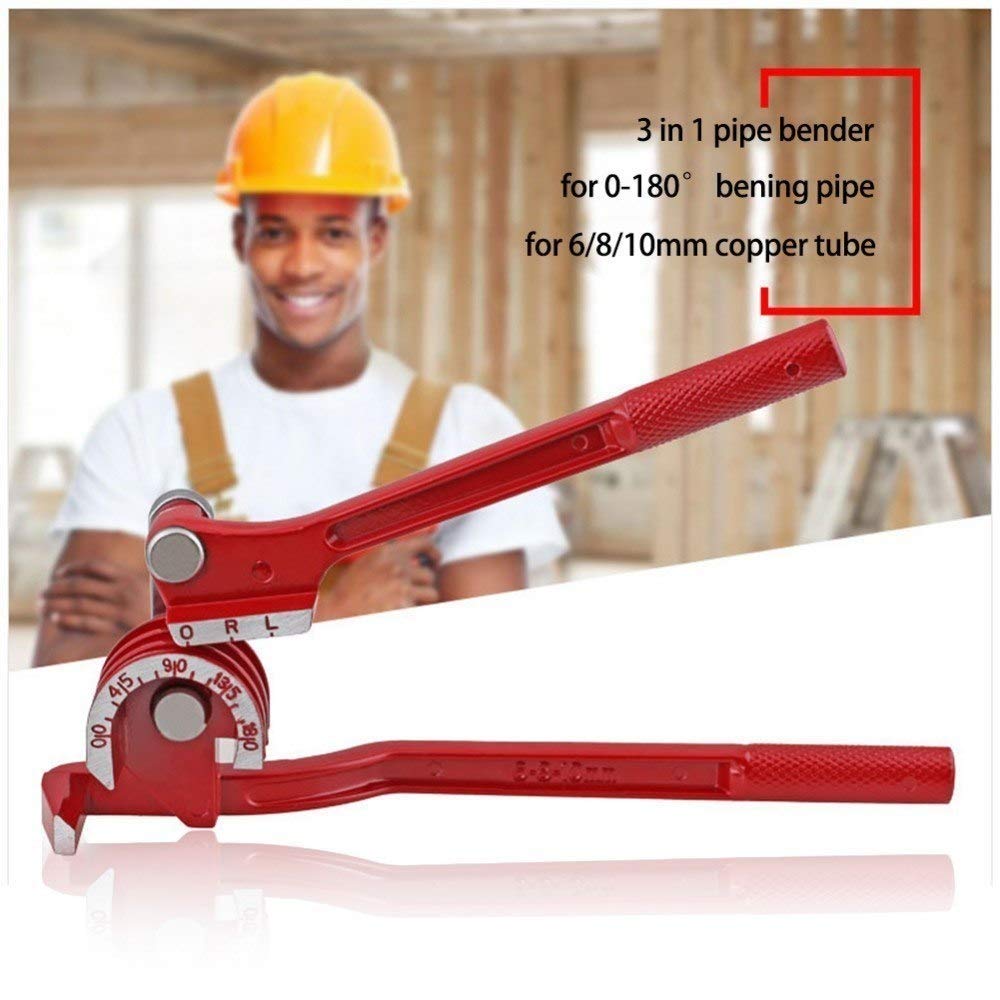 3 in 1 180 Tubing Bender 6Mm/8Mm/10Mm Forming Bending Bender Tool Pliers Manual Pipe Bender Aluminum Copper Pipe Bender red