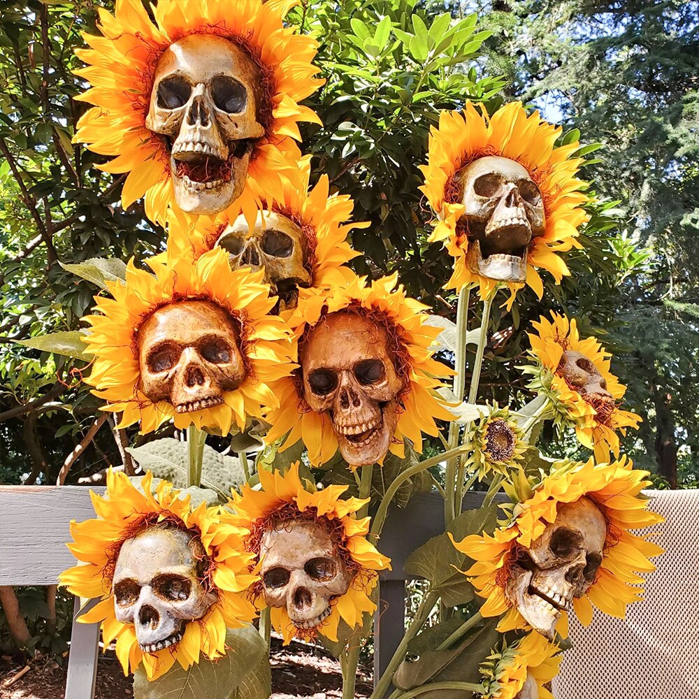Zonnebloem Schedel Halloween Simulatie Bloem Tuin Horror Sfeer Decoratie Yard Halloween Decoratie