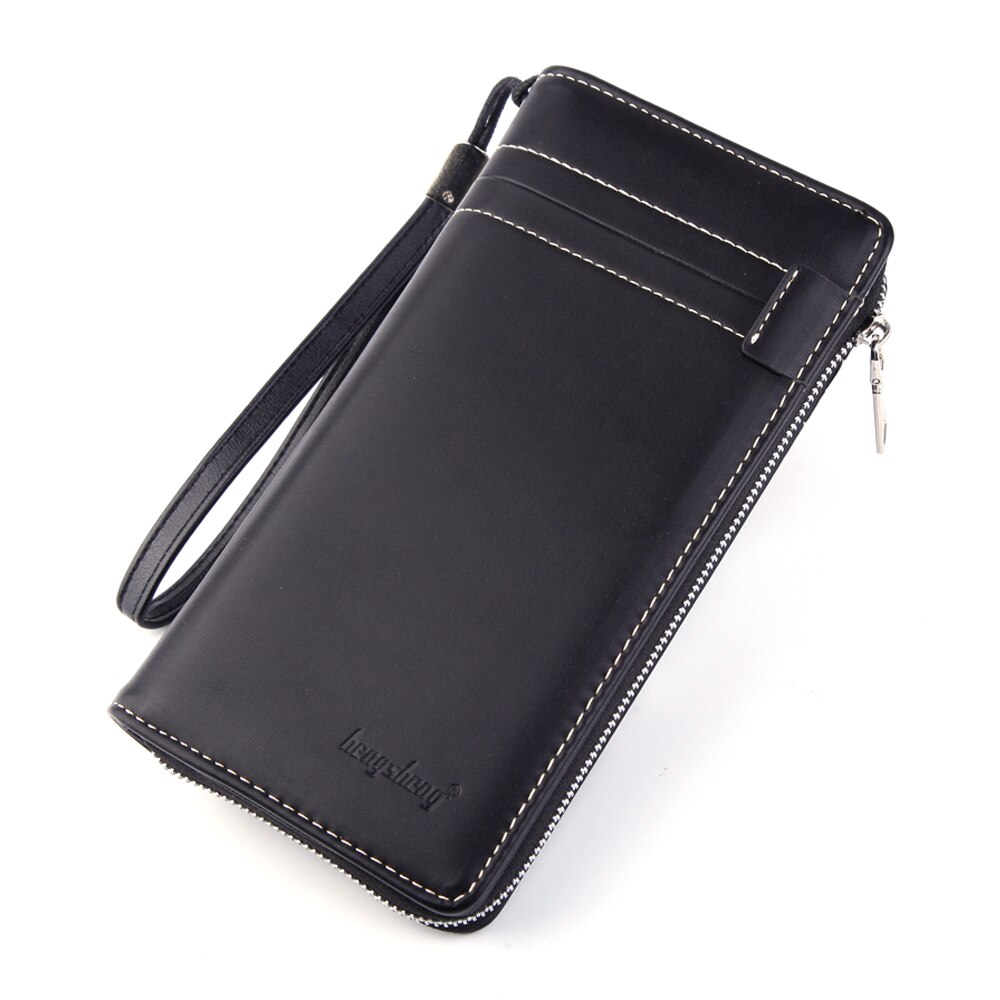 Herre lang læder bifold pung id-kortholder clutch checkhæfte taske smart pung mini slim kort pung punge til mænd: -en