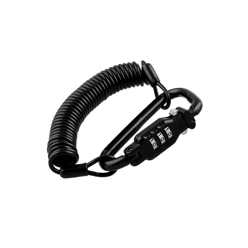 Tough Motorcycle Helmet Lock with Black Combination Pin Locking Carabiner Device