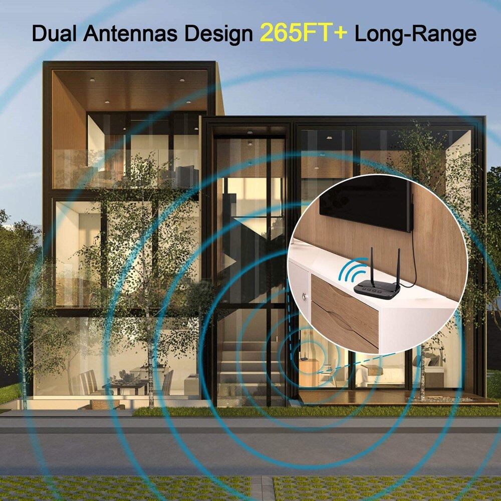 NFC and 262ft/80m Long Range Bluetooth 5.0 Transmitter Receiver 3in1 Audio Adapter Low Latency aptX HD Optical RCA AUX 3.5mm TV