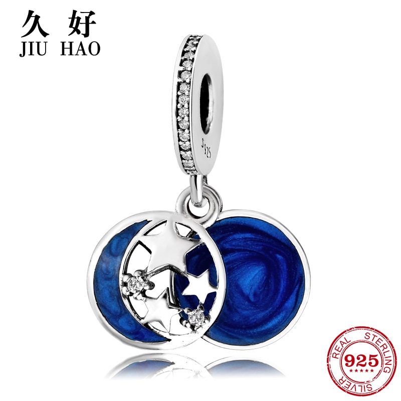 caldo notte blu Luna stella di galleggiamento di fascino Misura Branelli di Fascino Del Progettista Originale Braccialetto Pendenti con Gemme E Perle delle donne di accessori per Monili che fanno