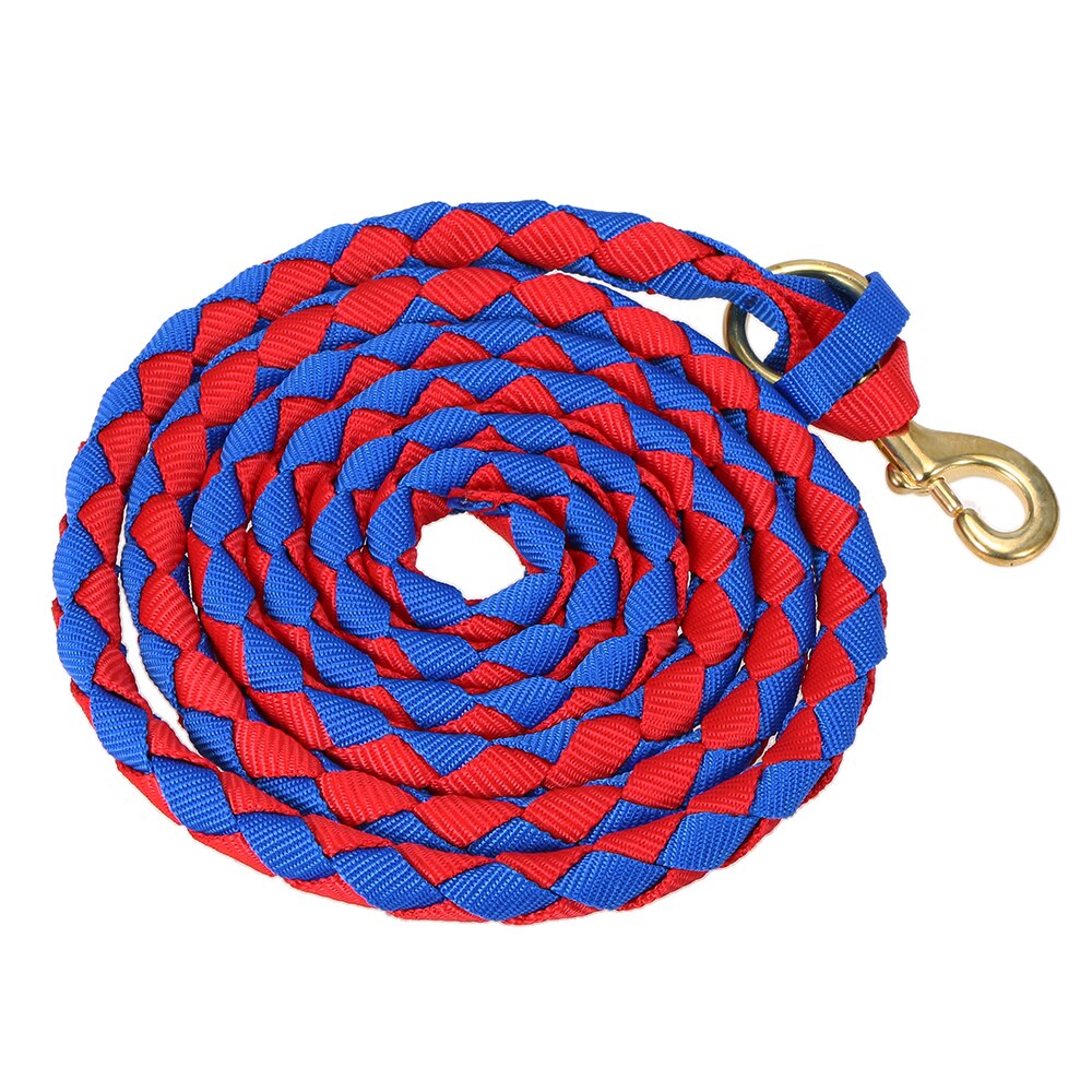 Gevlochten Paard Touw Paard Toonaangevende Touw Gevlochten Paard Halter Met Messing Snap 2.0M / 2.5M / 3.0M: Red  blue 3.0