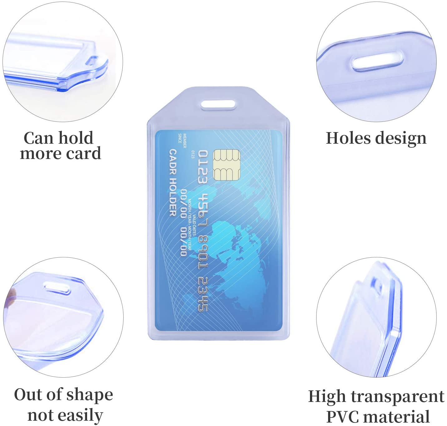 Heavy Duty ID Card Badge Holder, Hard Plastic Vertical Silicone Soft Clear PVC Card Holder Name Tag Holder 57x102mm