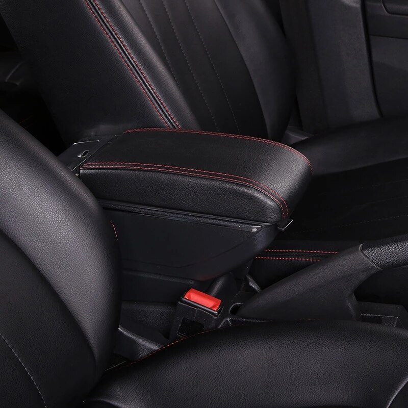 Car Armrest For Suzuki Jimny central Store content box Dual Layer USB Charging cup holder ashtray Car decoration accessories: D Style Black Red