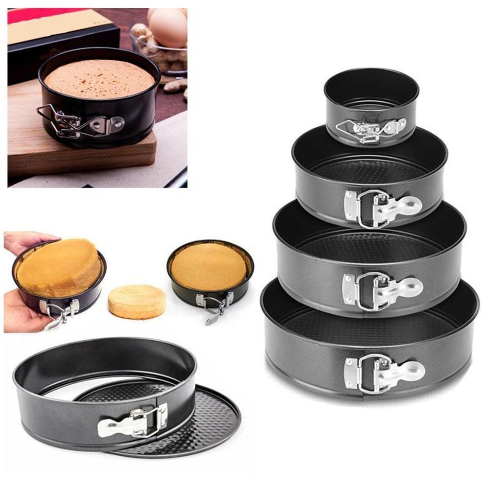 Round Cake Baking Tin Tray Pan For Kitchen Non Stick Spring Removable Pan Steel Carbon Form Bakeware C6K3