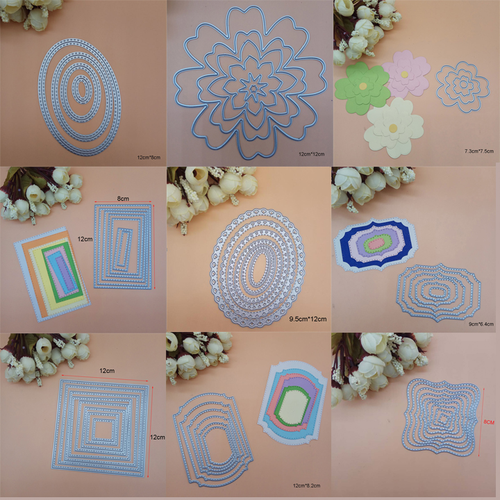 Pesimämuotti kampasimpukka ommeltu suorakulmio soikea tähti neliömerkki etiketti ympyräkehys metallinleikkausmuotit joulukorttiin