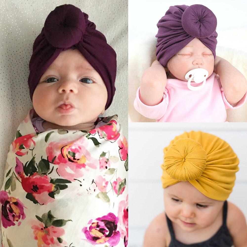 Nova chegada chapéu do bebê inverno macio chapéu de algodão macio turbante nó chapéu unisex cabeça do bebê acessórios elástico envoltório de cabeça meninas chapéu meninos