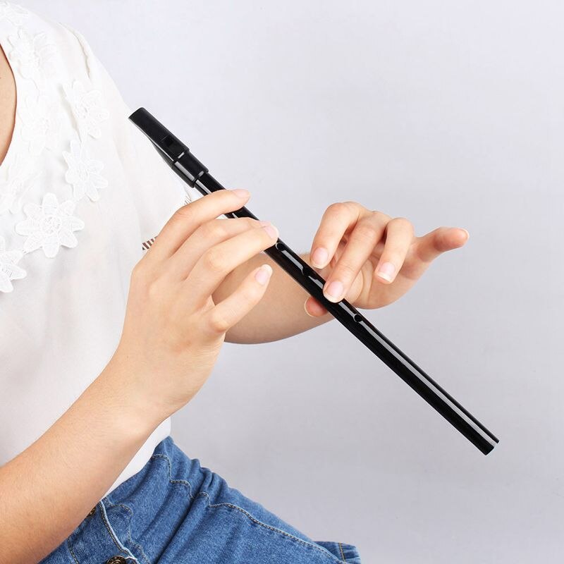 Irsk Whistle Tin Fløjte - D-tone 6-huls Penny Whistle - Mini Lomme Musikinstrument - Sort Messing