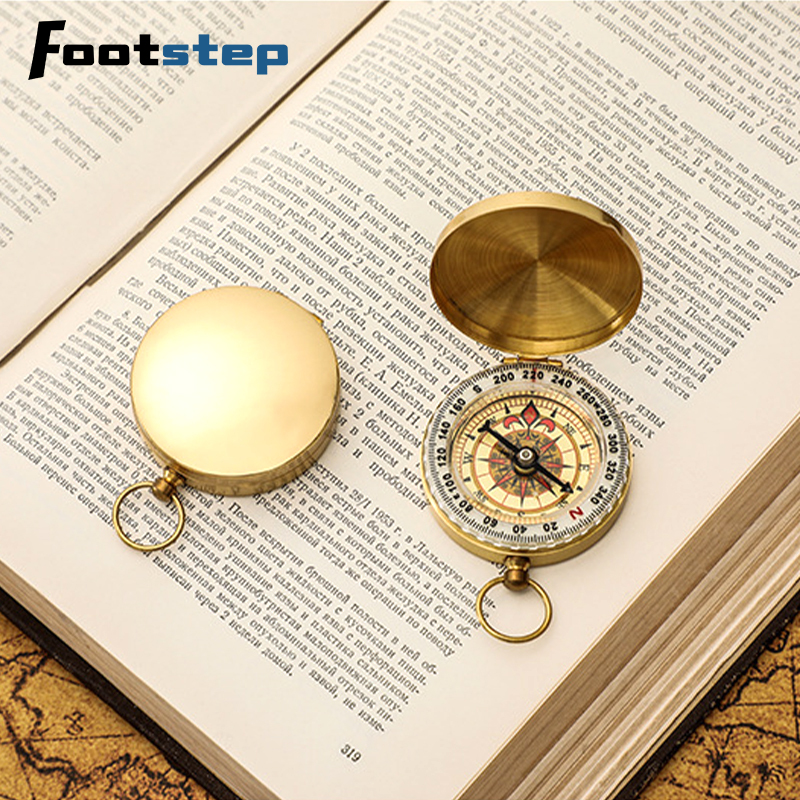 Camping Hiking Pocket Brass Golden Compass Portable Compass Navigation for Outdoor Activities