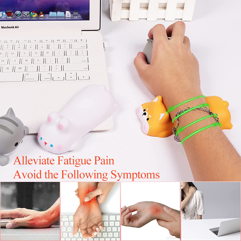 Håndleddsstøtte støtte for mus tastatur datamaskin albuepute armstøtte for skrivebord ergonomisk kawaii tegneserie kontorrekvisita hvit krage
