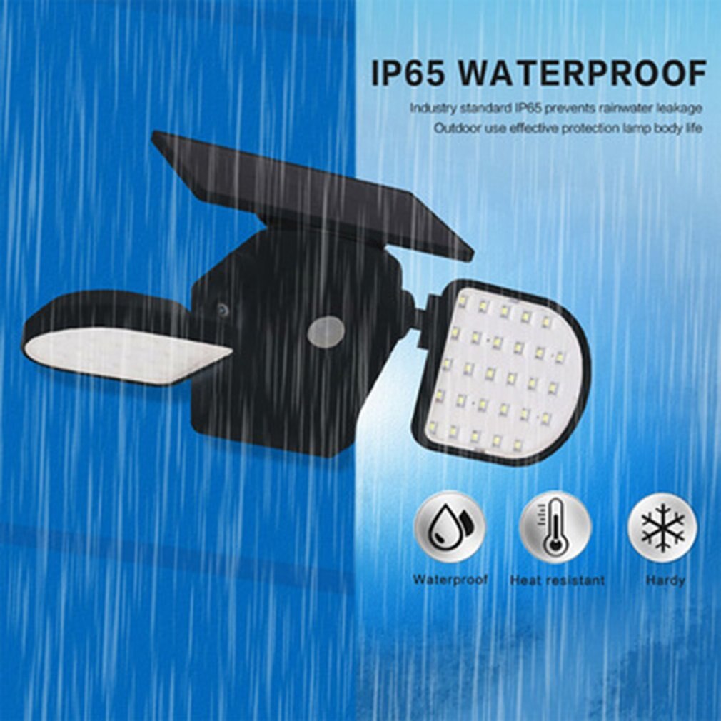 Solar Light Outdoor Waterproof 360-Degree Rotatable Motion Sensor Solar Lamp Security Light with Dual Head Spotlights