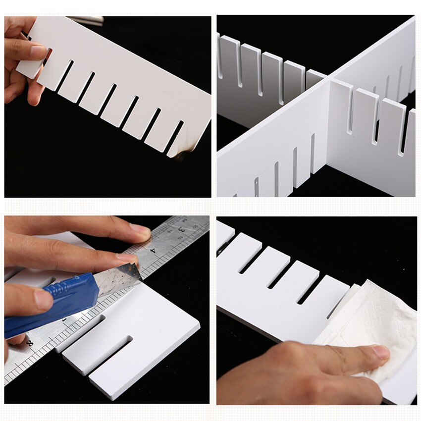 TTLIFE 7pcs Adjustable Plastic Drawer Closet Grid Divider Tidy Organizer Container Home Storage White Drawers Grid Dividers