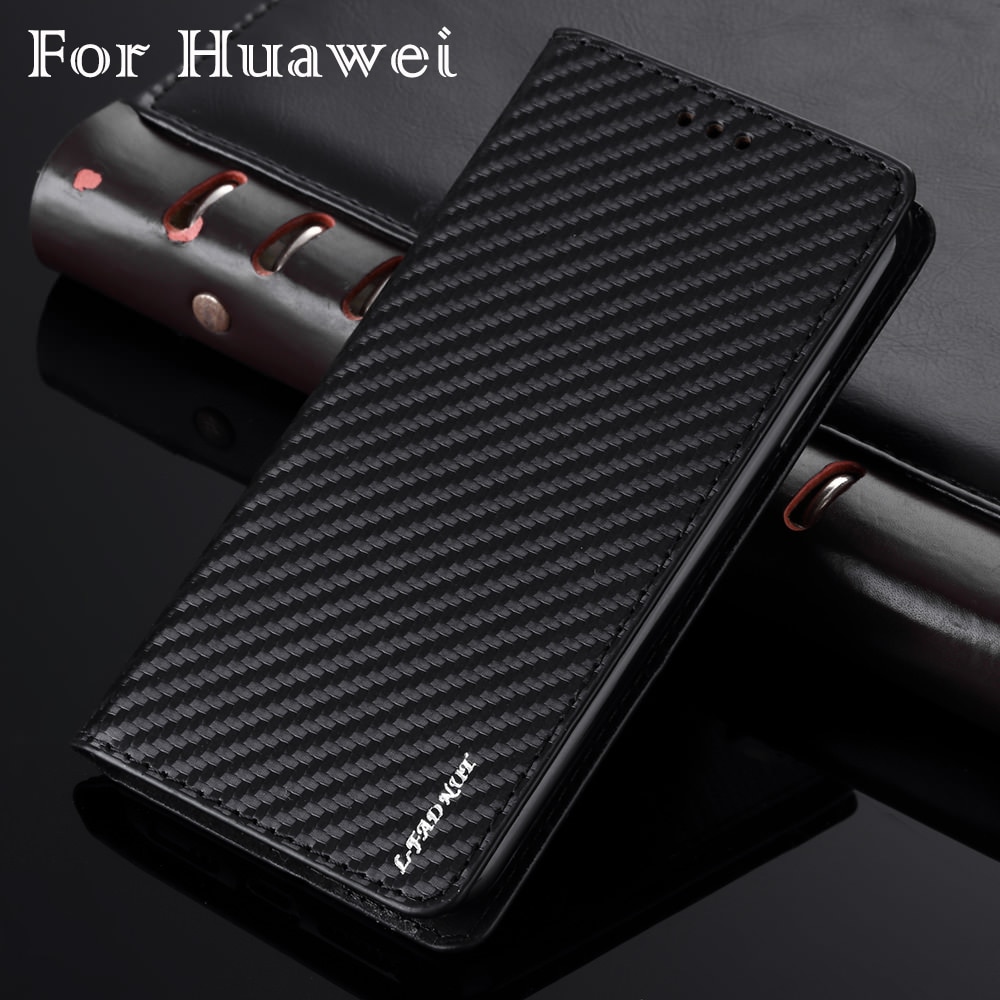 Business Carbon Fiber Case Voor Huawei P30 P20 P10 P9 P8 Lite P Smart Wallet Flip PU Lederen cover Voor Mate 20 10 Pro