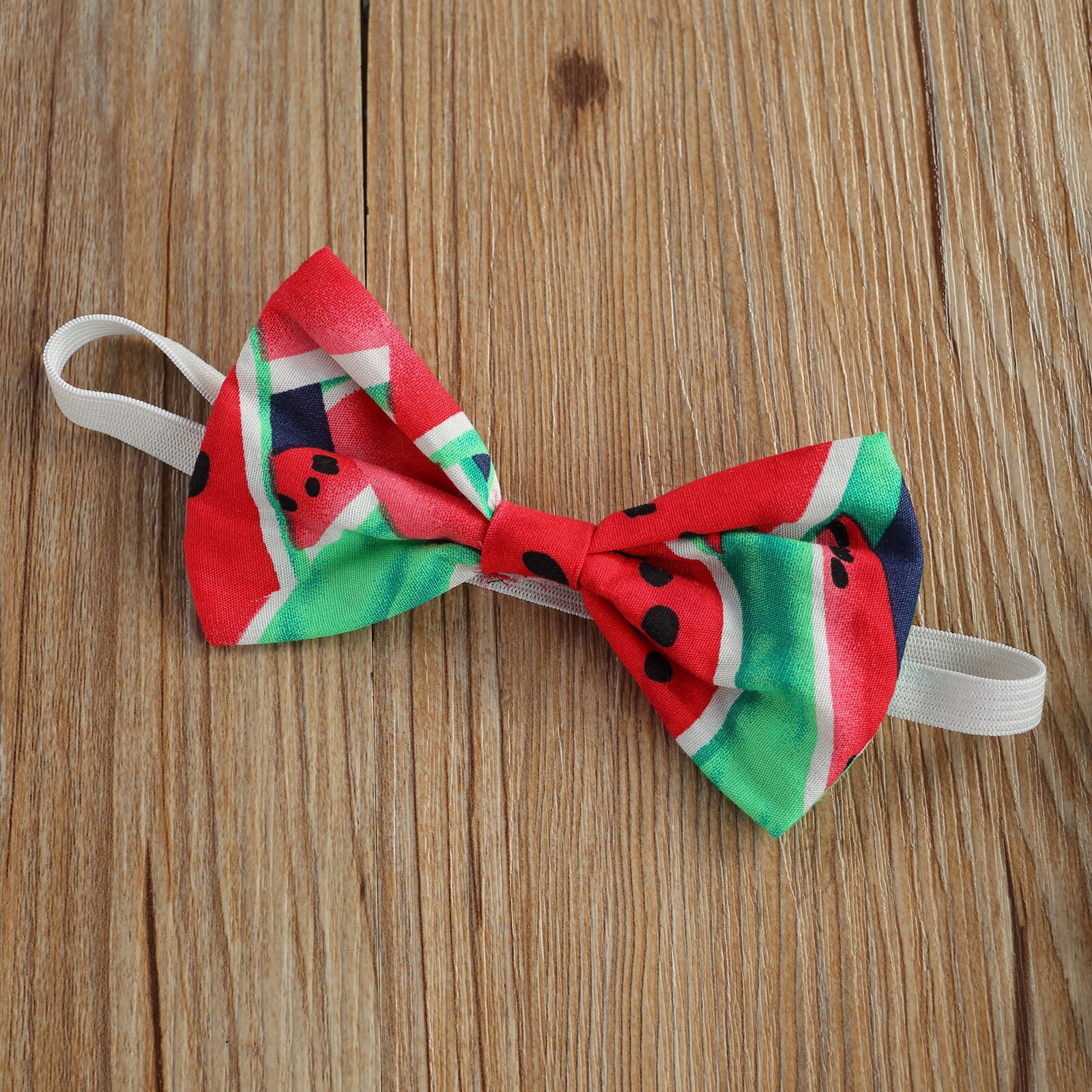 Conjunto de ropa con Estampado de sandía para bebé, Mono corto con cuello en V profundo sin mangas para niñas + Diadema con lazo