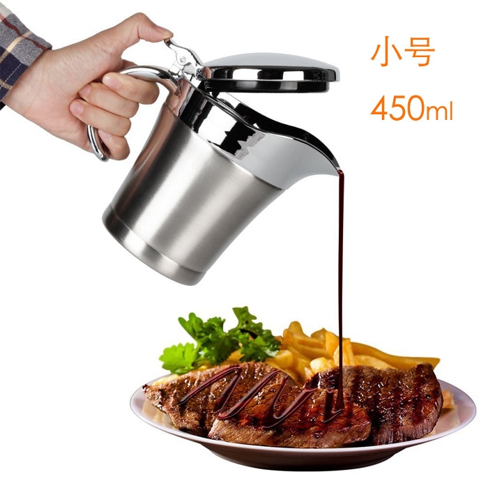 304 stainless steel juice cup steak sauce pot tomato sauce bottle double-layer insulated juice sauce sauce pot trumpet