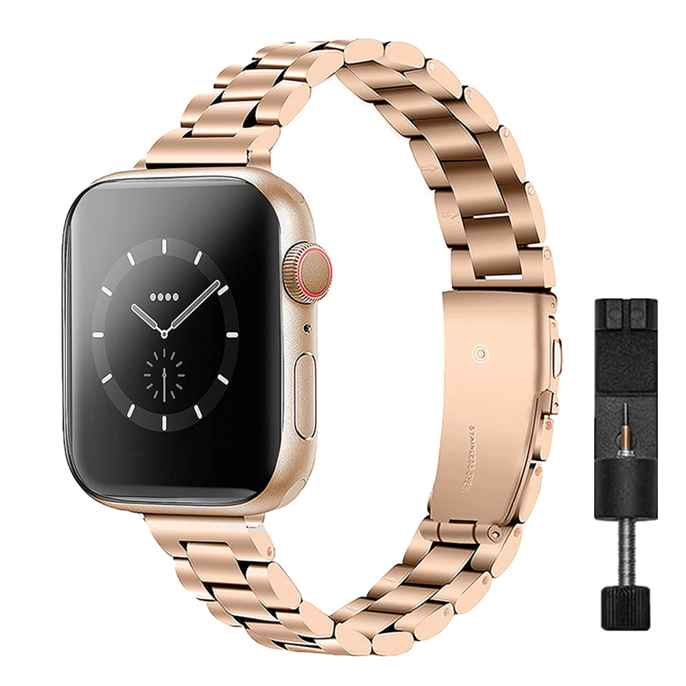 Damen elegantes Edelstahl-Kettenarmband für Apfel Uhr Band 38 mm 40 mm 41 mm schlankes dünnes Armbinde iWatch 9 8 7 6 5 4 3 2 1 45 mm 44: rot Schwarz / 14mm