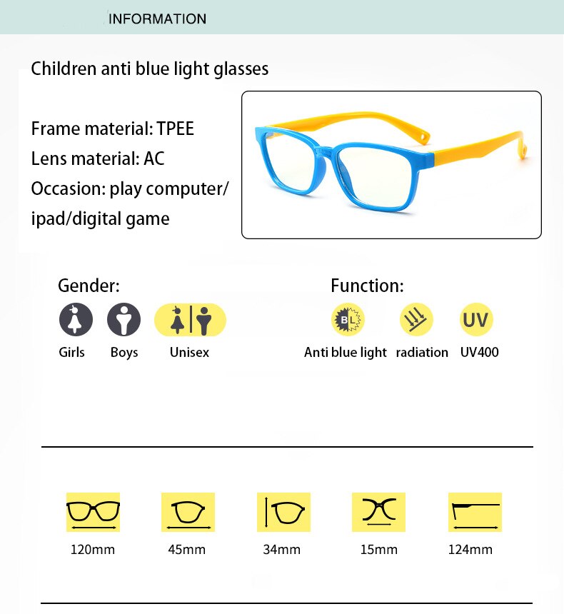 Baby Anti-blue Light Glasses Children Soft Silicone Frame Goggle Plain Glasses Kids Eye Fame Eyewear