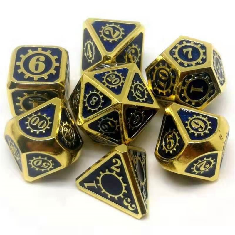 Metal dice 7 st / set rpg dice d & d brädspel magiska rekvisita  d4 d6 d8 d10 d12 d20 n0ha: A