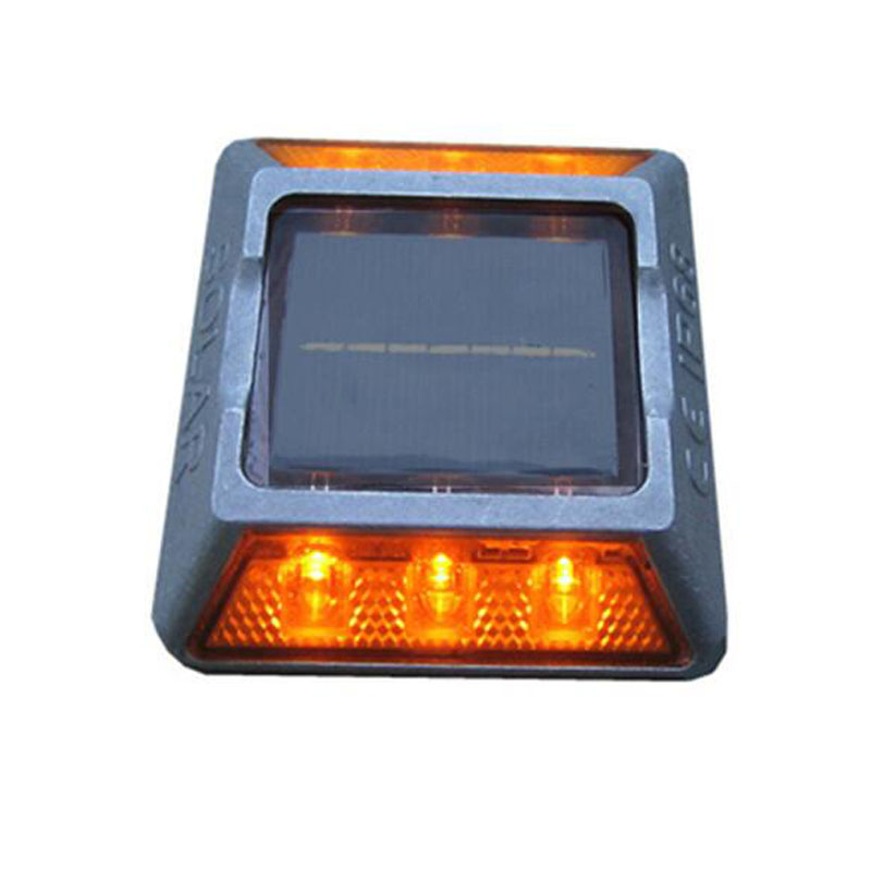 6pcs Yellow Flashing LED light Aluminum Solar Road Stud for traffic safety with Yellow Flashing LED light