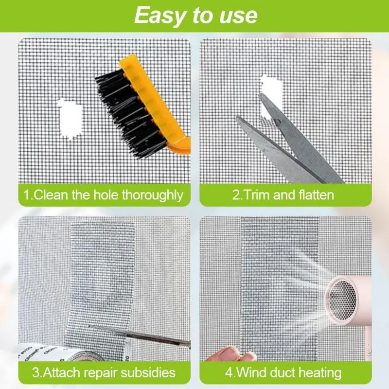 Reparatietape voor raamhorren, sterke zelfklevende tape voor gaas, reparatiepatch voor horren, anti-insecten- en muggengaas, reparatietape voor kapotte gaten in gaas.